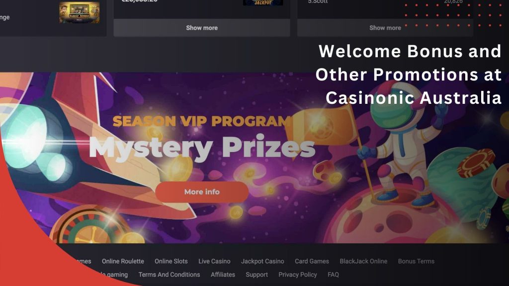 Welcome Bonus and Other Promotions at Casinonic Australia