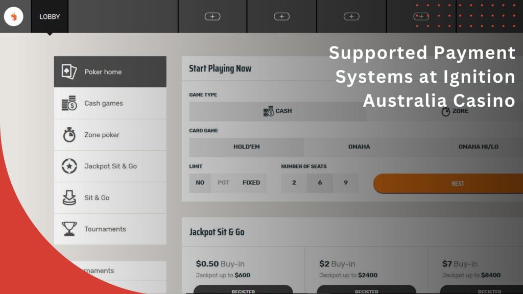 Supported Payment Systems at Ignition Australia Casino 